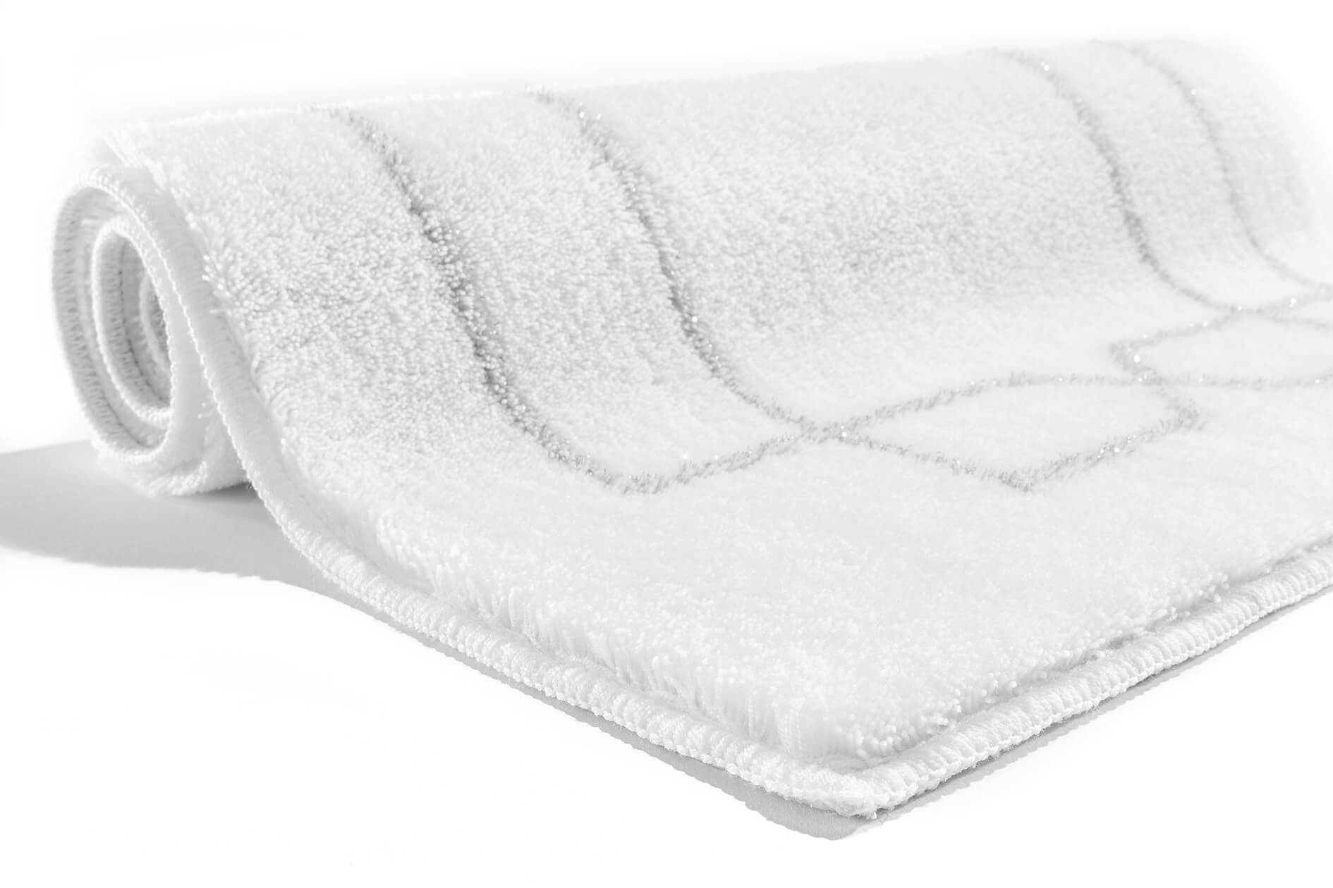 Rhomtuft RHOMY - Badteppich Classic 258 - Farbe: weiß/silberlurex - 151 50x60 cm Detailbild 1 Rhomtuft RHOMY - Badteppich Classic 258 - Farbe: weiß/silberlurex - 151 50x60 cm Detailbild 1